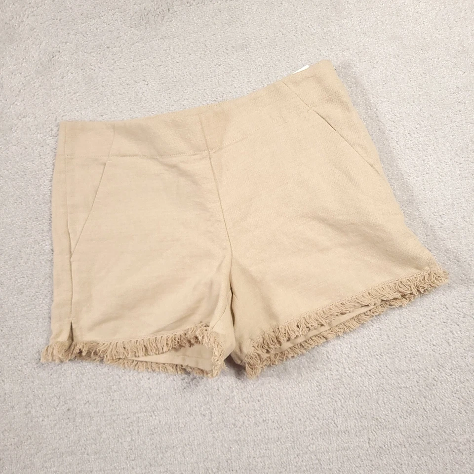 Pantalones Cortos Ann Taylor LOFT The Riviera Para Mujer 4 Beige Mezcla de Lino 3.5" Dobladillo Crudo Foto 2 de 4