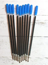 LOT OF 12 CROSS STYLE BLUE MEDIUM BALLPOINT REFILLS-PLASTIC SEE THROUGH