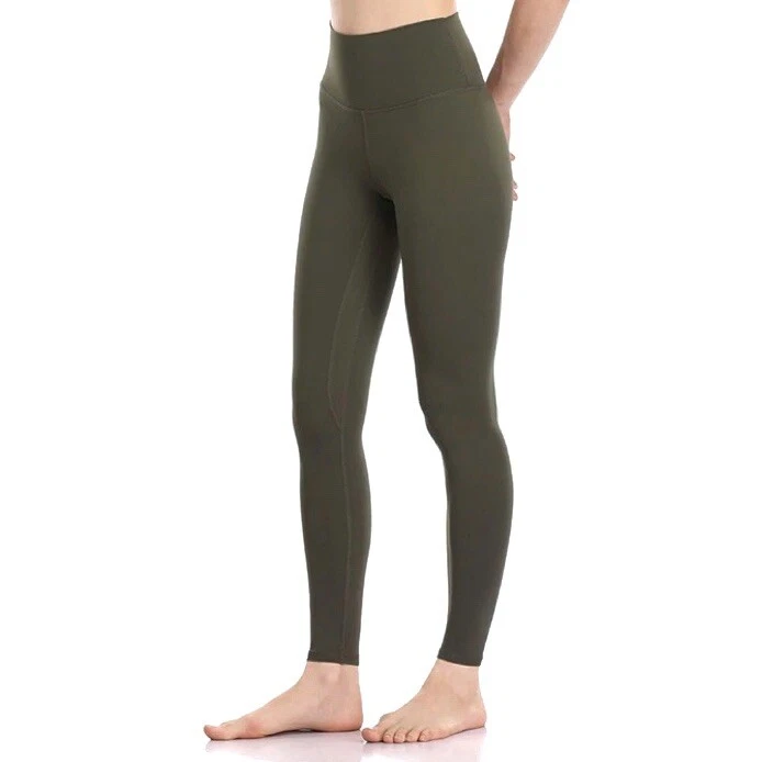 Colorful Koala Olive Green Full Length High Waisted Yoga Athletic Leggings  Small