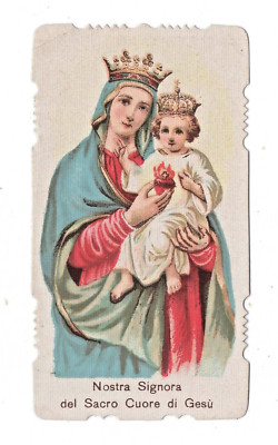 OUR LADY OF THE SACRED HEART JESUS SANTINO HOLY CARD IMAGE PIEUSE