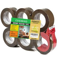 6-Pack Heavy Duty Brown Packing Tape with Dispenser 2.5 mil x 1.88 inch x 110...