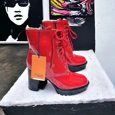 Bottines femme rouge - cuir verni - Talon plateforme - Trussardi 40 EU/US 8 - Photo 1/4