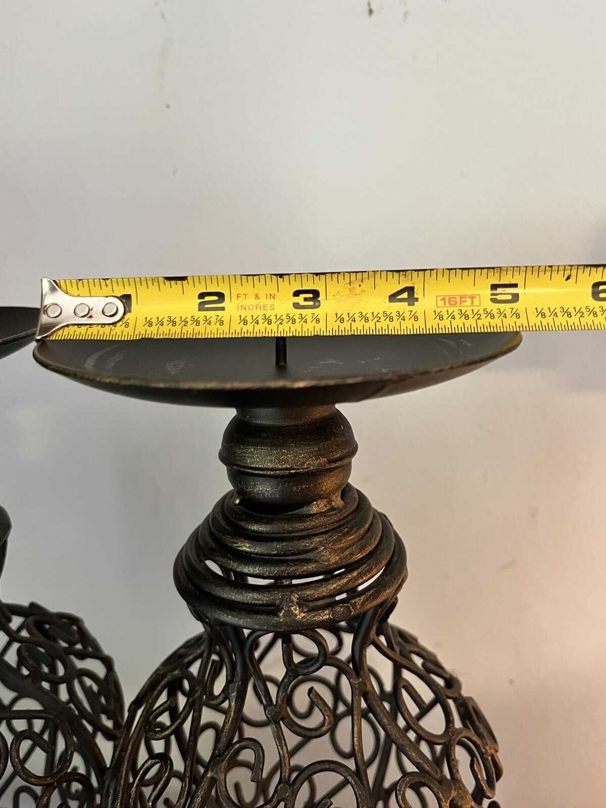 Set Of 2, 13￼in/5in Metal With Wood Base ￼Candle Holders