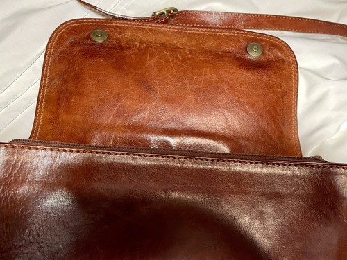 Borsa a mano vintage in pelle marrone marrone scuro DR Pelletterie Firenze borsa italiana tracolla - Foto 14 di 19