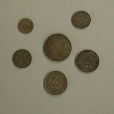 AUSTRALIA lot of 6 -.925 pre-decimal coinage, circulated coins
