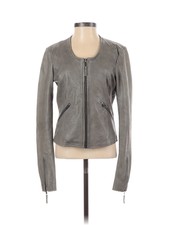 Scoop Nyc Women Gray Faux Leather Jacket Xs