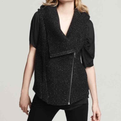 Asymmetrical Hooded Sweater Vest Size 