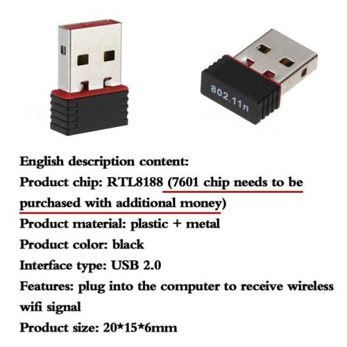 1Pc Mini WIFI WLAN Wireless Adapter Stick USB-2.0 802.11n 150Mbit 3211n IEEE NEW - Bild 1 von 9