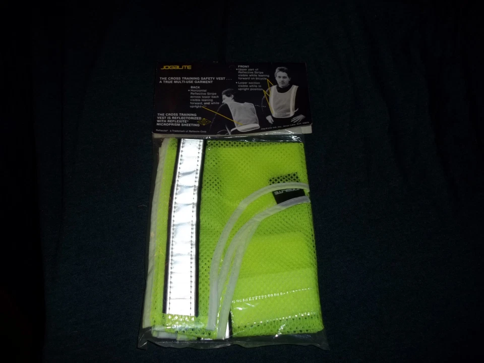Jogalite Men's Reflective Vest Yellow Mesh White Stripe Running Reflexite - Image 3 of 4