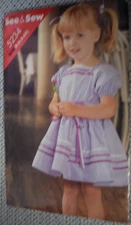 See & Sew Butterick 5234 Pattern Girl Short Sleeve Dress Sz 5 6 6X Uncut
