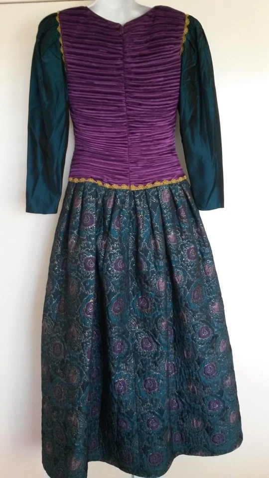 Сделано в США винтажное театральное платье костюм ренессанс ярмарка фестиваль фиолетовый зеленый 8 - Изображение 4 из 4
