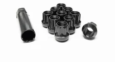 20x BLACK OPEN END SPLINE DRIVE M14x1.5 LUG NUTS /KEY 14x1.5 14x1.50 TRUCKS SUV