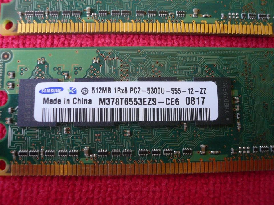 2 x 512MB 1Rx8 PC2-5300U-555-12-ZZ M378T6553EZS-CE6 Memory Samsung - Image 3 of 4