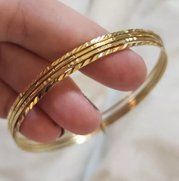 Palatial Multi-Tone 22k Gold Bangle Bracelet – Andaaz Jewelers