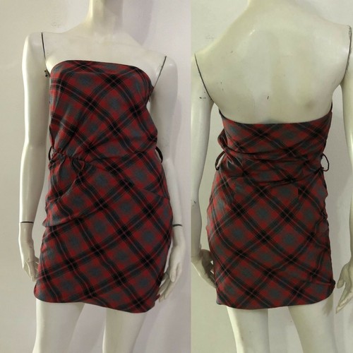 DENNY ROSE Vestito abito grigio rosso fantasia quadri scozzese tartan | eBay