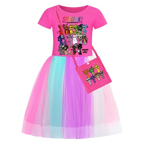 Kids Girls Sprunki Costume Rainbow Stars Tutu Skirts Birthday Party Fancy Dress - Picture 27 of 72