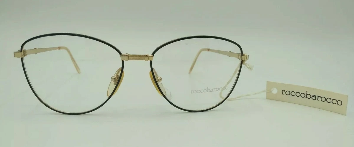 Rocco Baroque Glasses Woman Vintage 80 Gold Black Metal Elegant