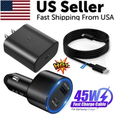 Original 45W Fast Car Charger USB-C Cable For Samsung S24 FE S23 S22 Ultra Fold