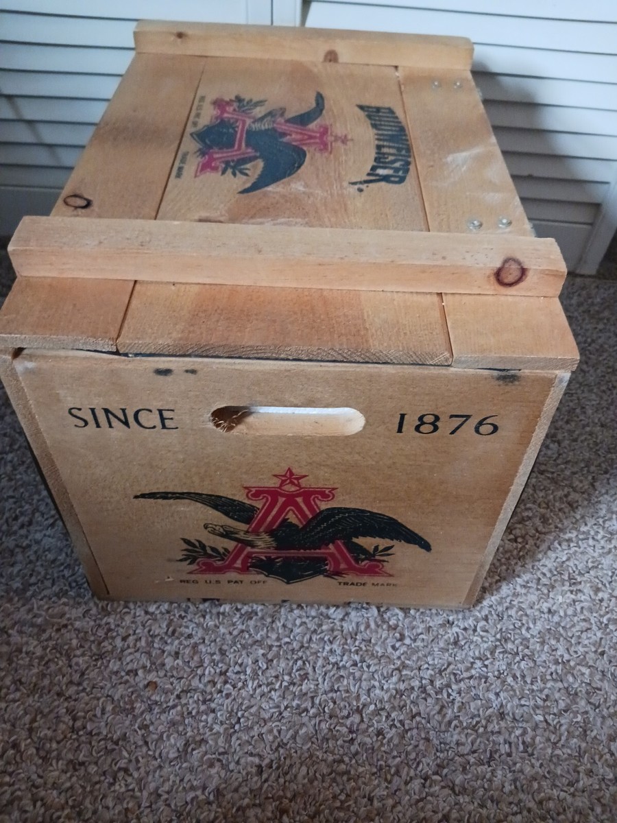 Vintage Budweiser Beer Anheuser-Busch Ice Wood Crate with Lid