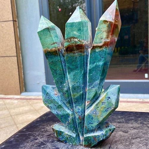 6.96lb Natural water grass agate column with multiple pointed quartz crystal - 第 4/16 張圖片