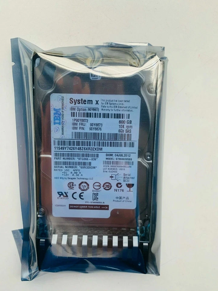 IBM 600GB 10K 6G 2.5" SAS G2HS HARD DRIVE 90Y8872 90Y8873 90Y8874 90Y8876 - Image 2 of 4