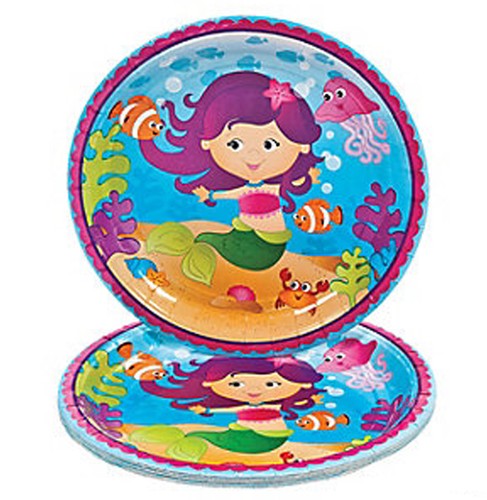 Mermaid Paper Plates Tropical Mermaids Party Disposable Lunch Dinner Pack of 8 - Picture 3 of 3