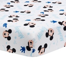 Lambs Ivy Disney Baby Forever Mickey Mouse White Fitted Crib Sheet