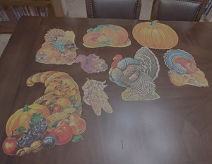 8 Vintage Thanksgiving Cut Outs Decor