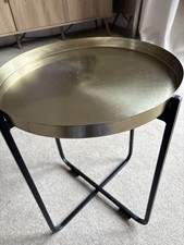 Dunelm Black Metal Side Table With Removable Gold Tray Top
