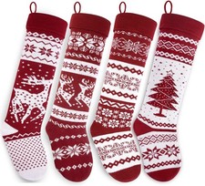 26-Inch Large Nordic Style Knitted Christmas Stockings in 26-Inch, Set of 4