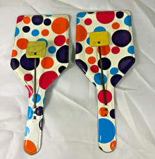 Lot of 2 Vintage Tin Lithograph Noisemaker Clapper Polka Dot