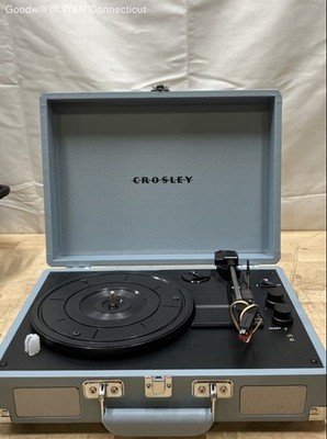 Crosley CR8005G-TN Cruiser Deluxe Turntable Record Player Pale Blue Suitcase