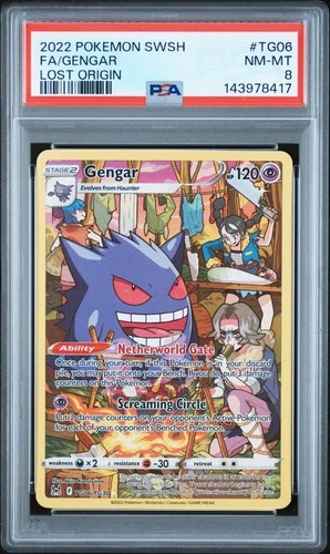 2022 POKEMON SWORD & SHIELD LOST ORIGIN #TG06 FULL ART/GENGAR PSA 8