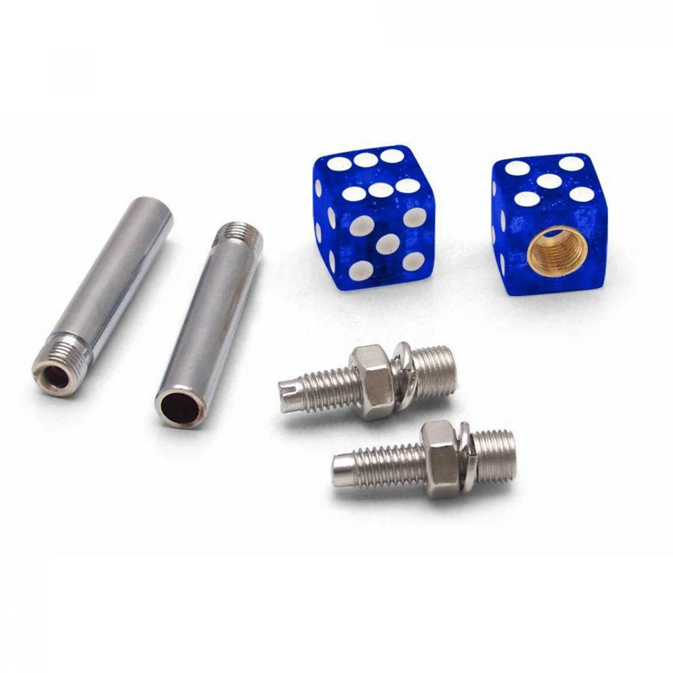 Dados brillantes azules 2 tapa de válvula, émbolo de puerta, kit combinado de pernos de placa cargador  Foto 2 de 4