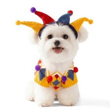 FLAdorepet Dog Circus Clown Costume X-Large Chest 20.4inch 11-17Lbs , Yellow