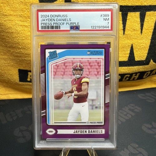 2024 Panini Donruss #389 Jayden Daniels Press Proof Purple PSA 7