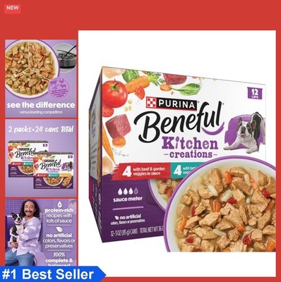 Wet Dog Food Variety Pack 24 Cans 3 oz Adult Beef Chicken Lamb Medleys Sauce