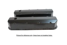 RPC Valve Cover Set R6244BK; Fabricated Aluminum, Tall, Black, No Holes for BBC