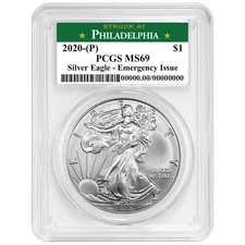 2020 (P) $1 American Silver Eagle PCGS MS69 Emergency Production Philadelphia