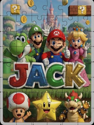Personalisiertes Mario Bros Kinderpuzzle 24 Teile Individueller Name Geschenktüte