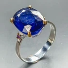 Handmade 8 ct+ Blue Sapphire Ring 925 Sterling Silver Size 7.5 /R468798