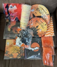 Halloween Party Supplies Lot Plates Cups Ball...