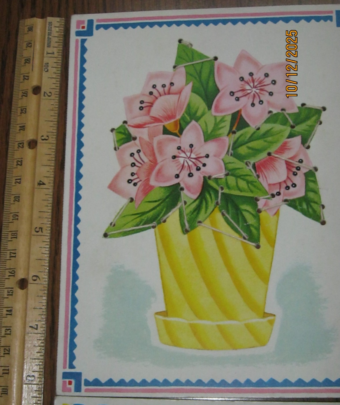 SET OF 6 VINTAGE WHITMAN SEWING LACE UP CARDS 1950s ERA 6" x 8"