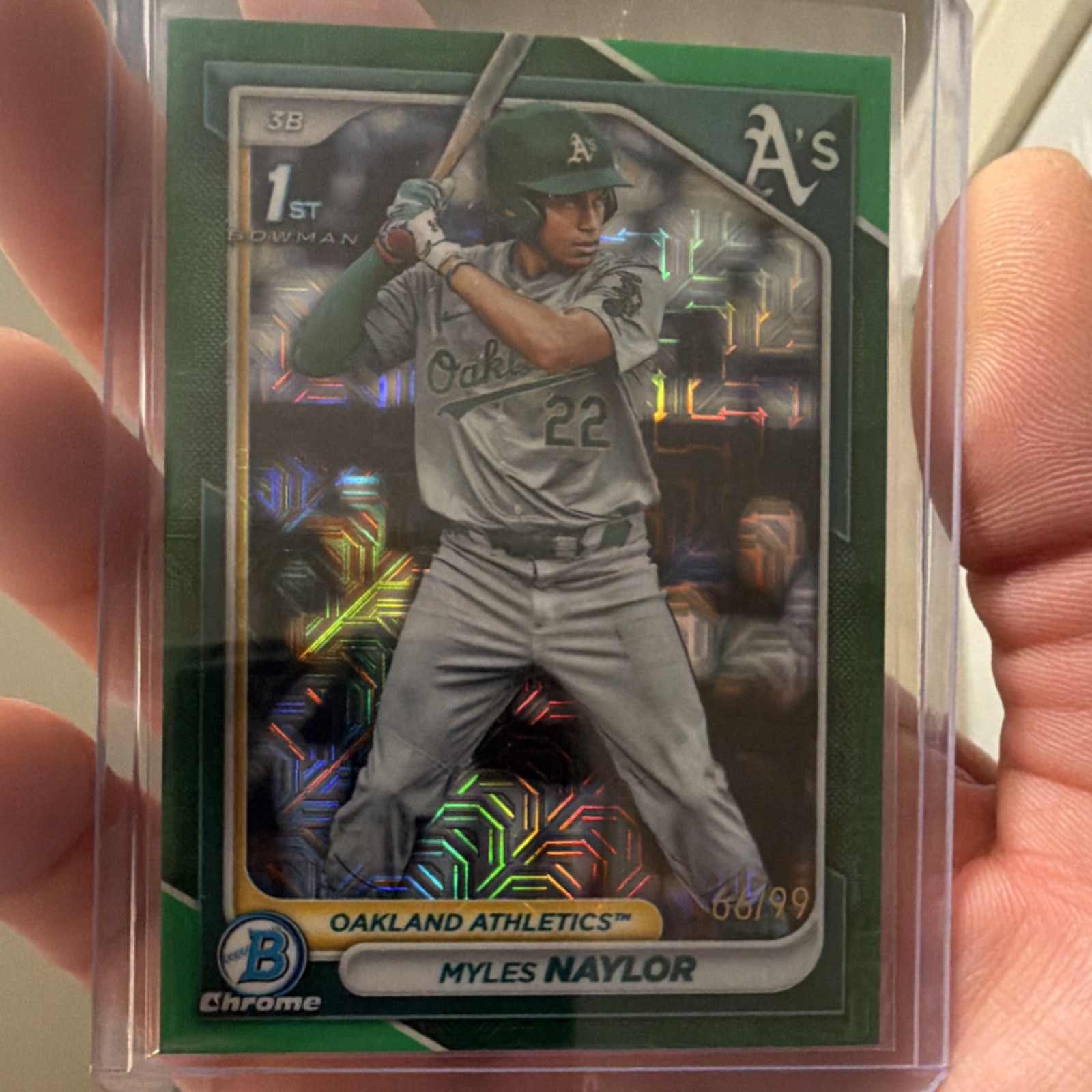 Bowman 2024 Chrome Myles Naylor Green Mojo Refractor #BCP-136 Athletics /99
