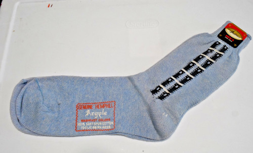 Argyle Socks VTG Matt Andrews 60s Blue Ladder Argyle Blend 9 x 9.5" New 9-11