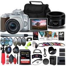 Canon EOS 250D / Rebel SL3 DSLR Camera with 18-55mm Lens Silver Bundle