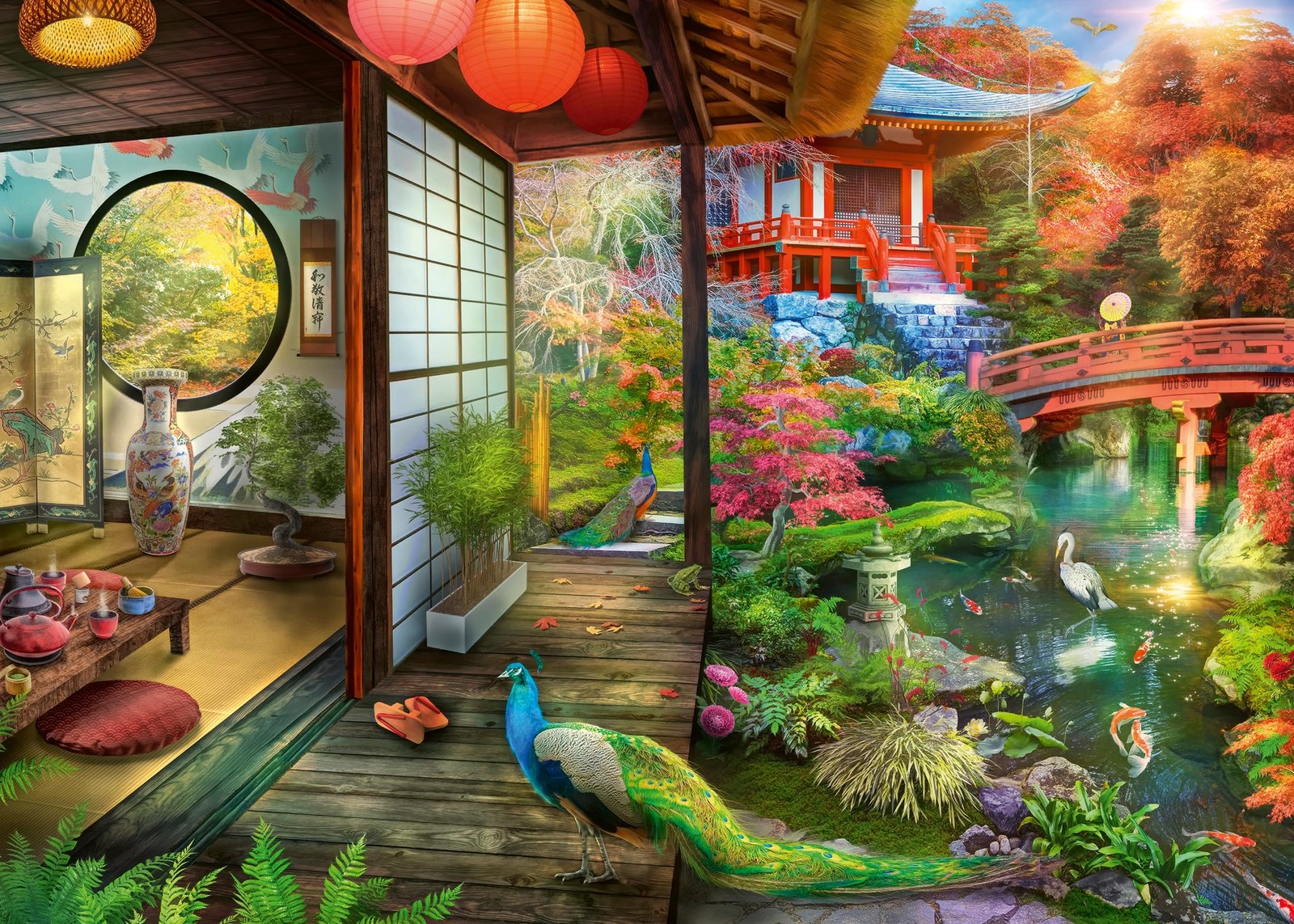 Ravensburger Japanese Garden Teahouse 1000 Piece Jigsaw One Size, Multicolor