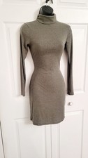 Olive Green Long Sleeve Turtleneck Bodycon Dress Sexy Small