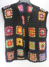 Hand Made Colorful Vest Knit Medium ish 21" Tall 16" Wide