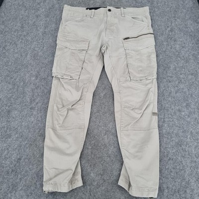G-Star RAW Cargo Hose Herren 38 32 Beige Rovic Zip 3D Tapered Baumwolle Stretch